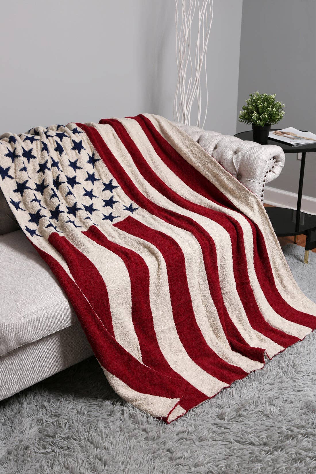 JCL4331 Super Lux American Flag Throw Blanket: Pink Blue