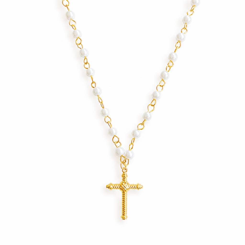 Cabled Cross Pendant Necklace