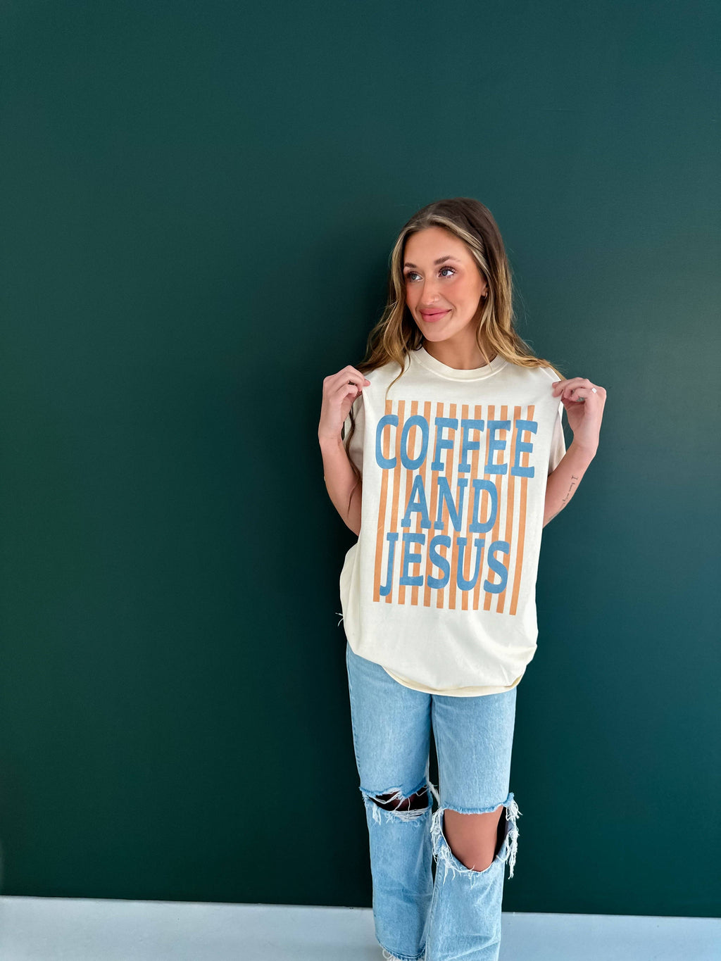 Coffee and Jesus Tee: Ivory