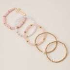 Faith & Cross & Pearl Stretch Bracelet Stack Set
