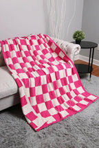 JCL4316 Super Lux Checkered Throw Blanket: Beige