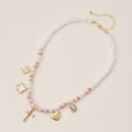 Faith & Love Pearl Ceramic Mixed Necklace: Pink / One / M-5SN11068