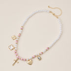 Faith & Love Pearl Ceramic Mixed Necklace: Pink / One / M-5SN11068