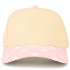 C.C Star Pattern on Brim Two Tone Trucker Hat: Light Pink