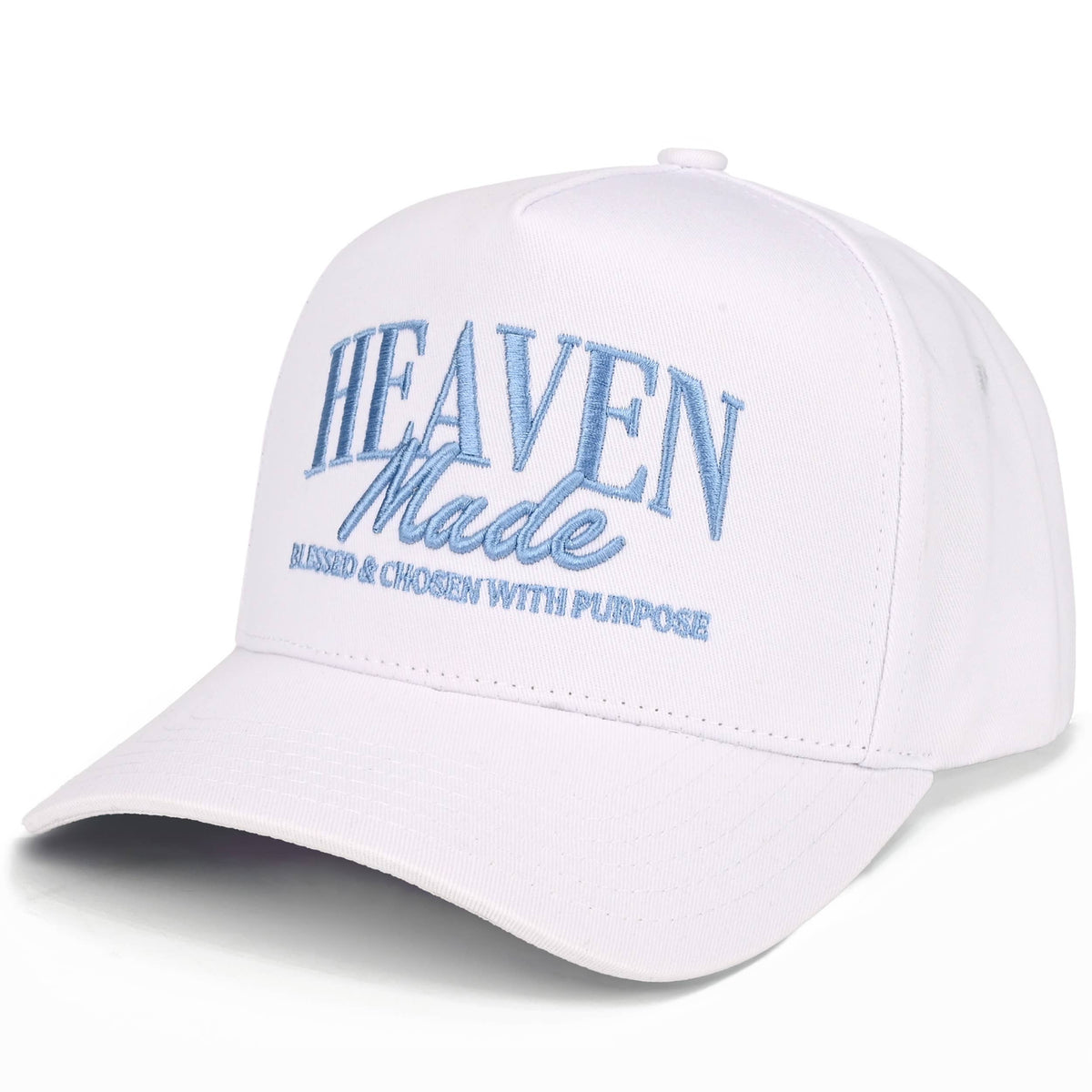 C.C HEAVEN MADE Letter Embroidered Trucker Hat: Sky Blue