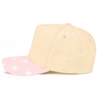 C.C Star Pattern on Brim Two Tone Trucker Hat: Light Pink