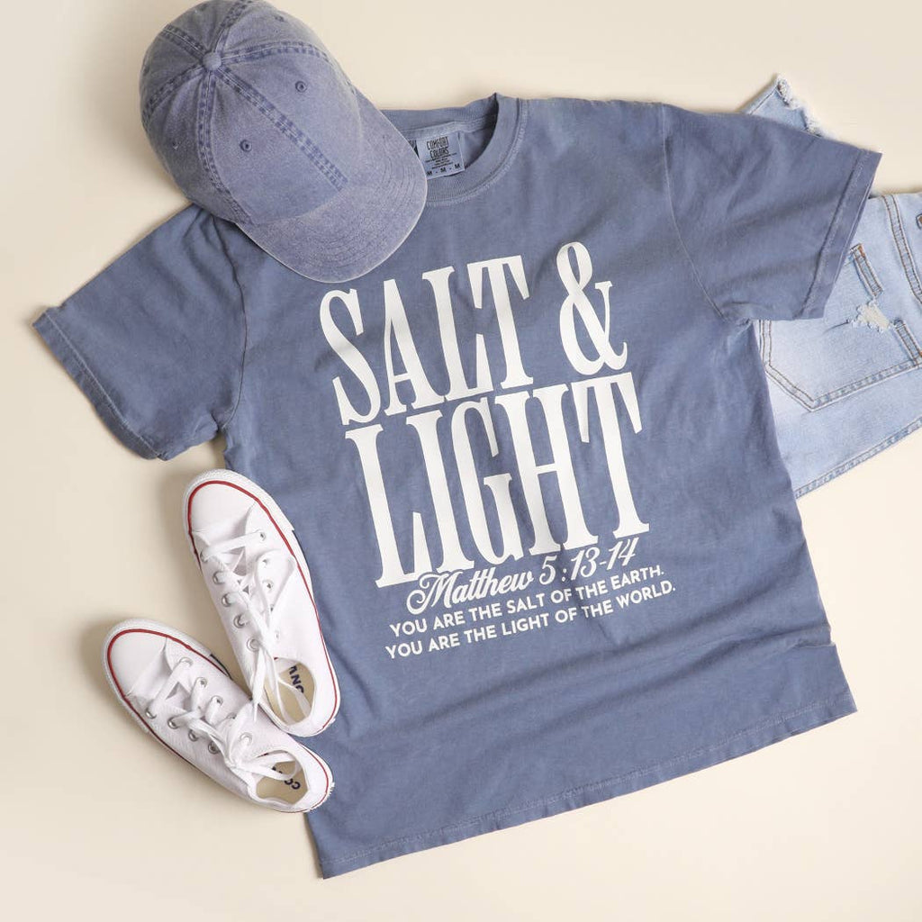 SALT & LIGHT Garment-Dyed Heavy T-Shirt: BLUE JEANS