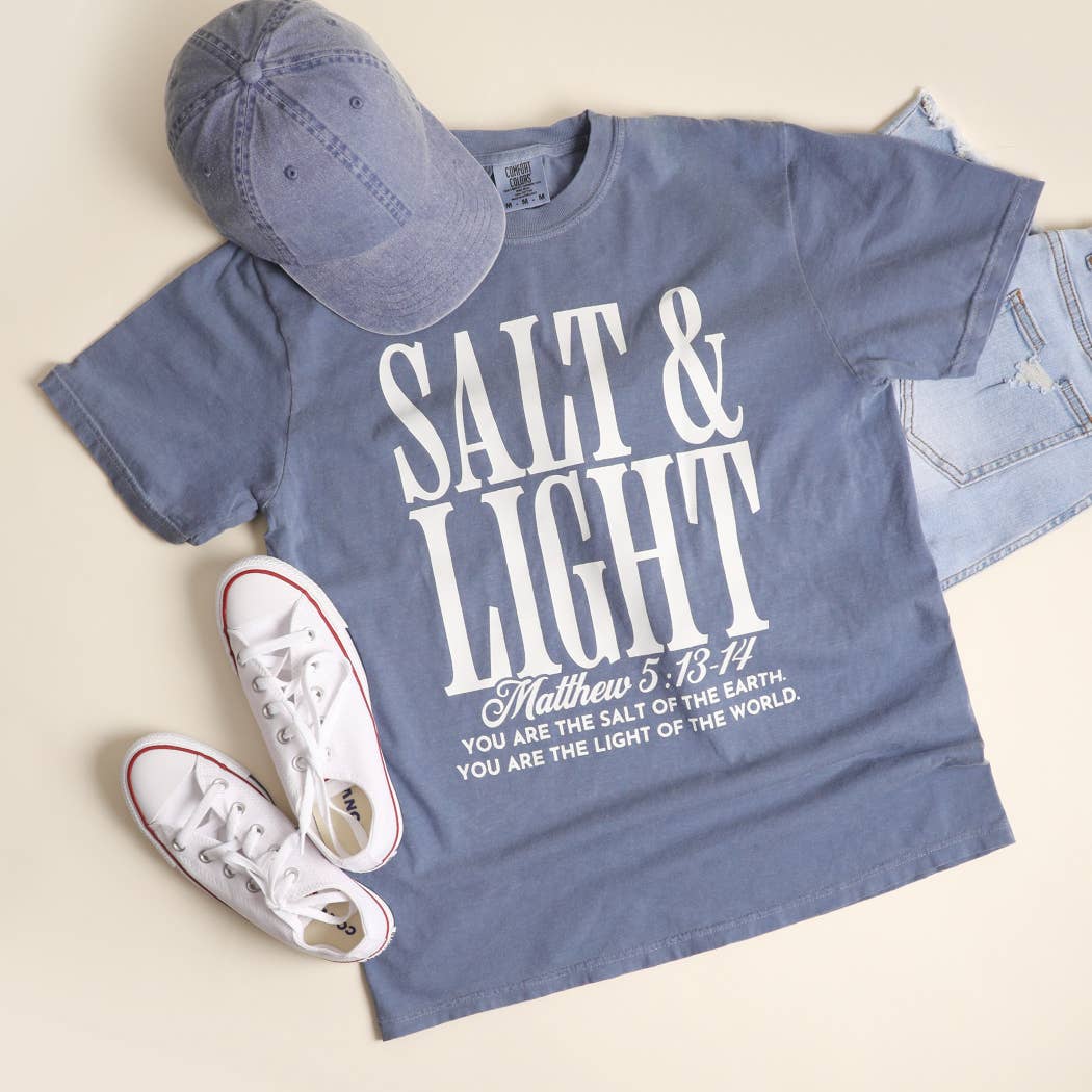 SALT & LIGHT Garment-Dyed Heavy T-Shirt: BLUE JEANS