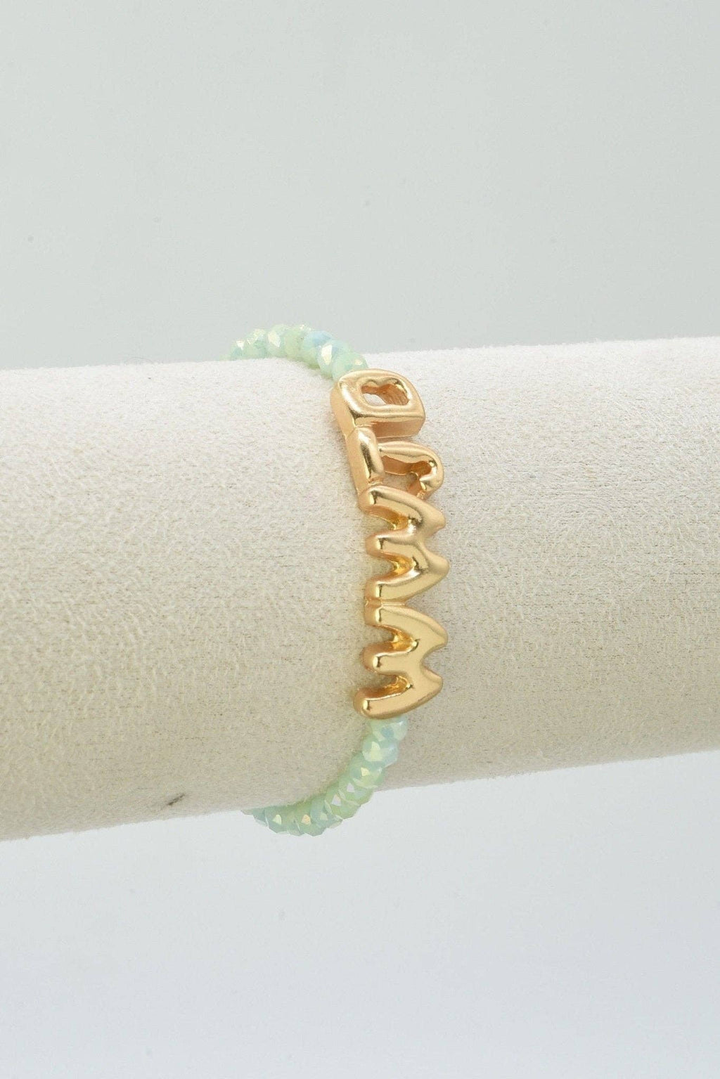 CB2309 WWJD Glass Bead Bracelet: Mint