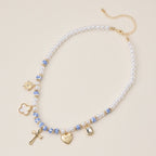 Faith & Love Pearl Ceramic Mixed Necklace: Pink / One / M-5SN11068
