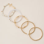 Faith & Cross & Pearl Stretch Bracelet Stack Set