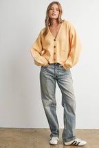 V-Neck Cuff Button-Up Long Sleeve Top - BMC7802: MARIGOLD