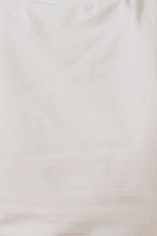 CREW NECK BUBBLE HEM CAP SHORT SLEEVE TOP: OFF WHITE