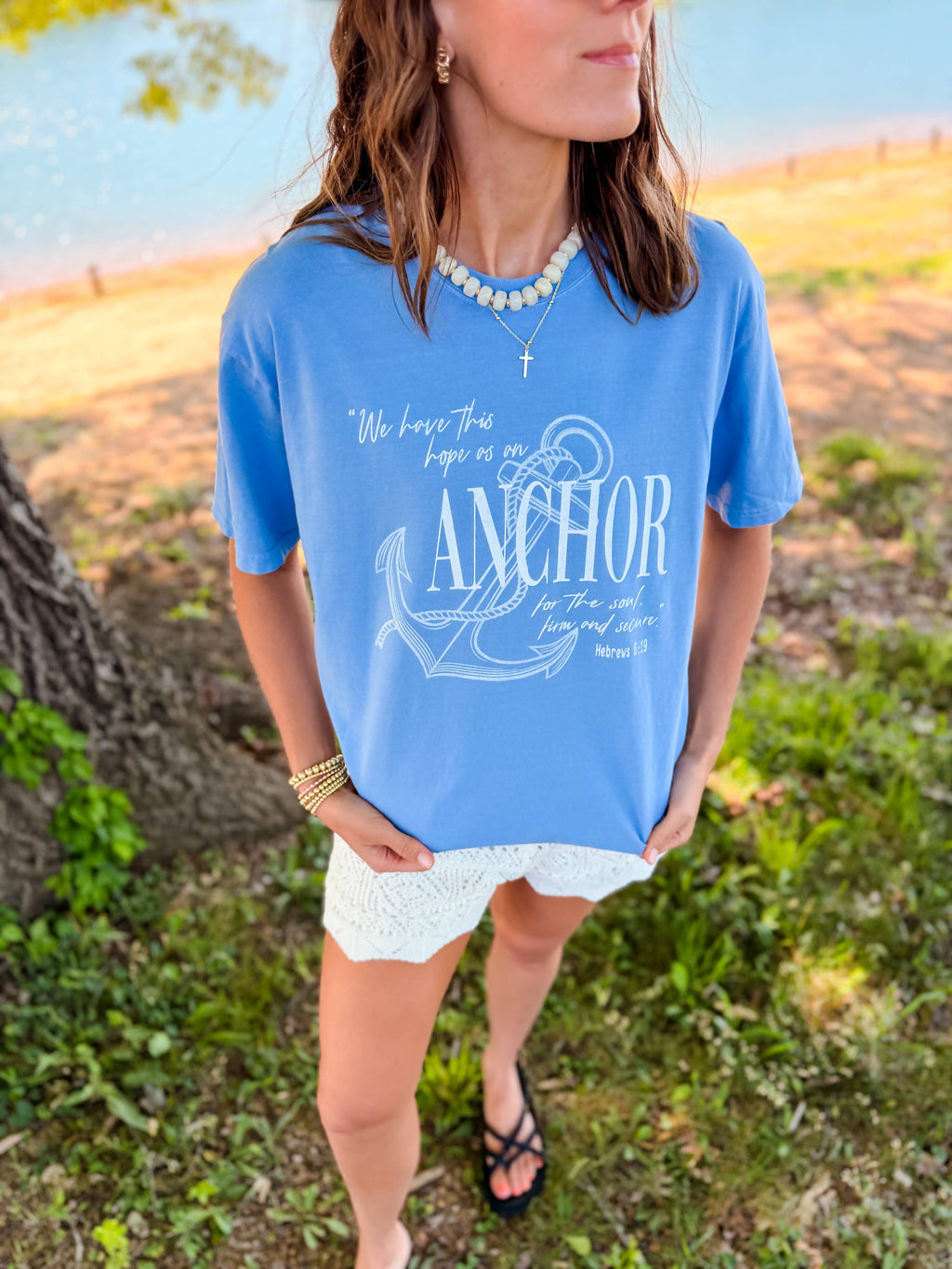 Anchor for the Soul Tee: Washed Denim