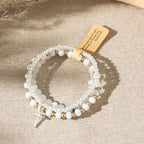 Cute Blue and White Cross Stackable Bracelet Christian