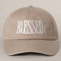 BLESSED Lettering Embroidery Baseball Cap: KHAKI / One Size