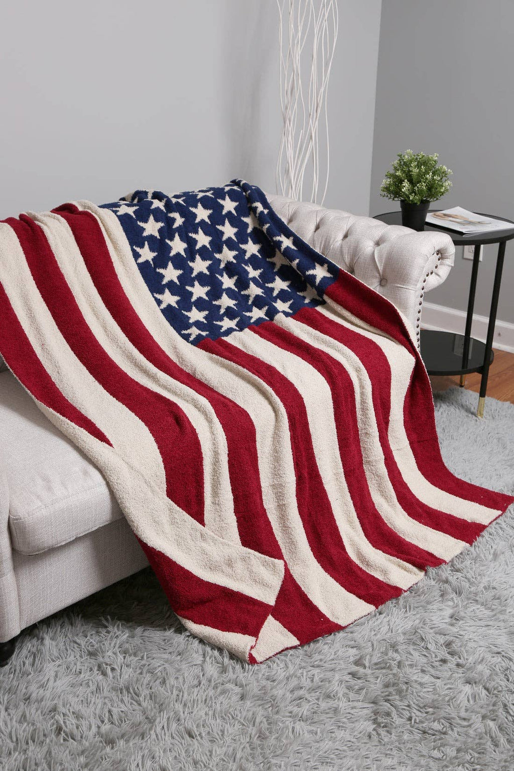 JCL4331 Super Lux American Flag Throw Blanket: Pink Blue