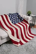 JCL4331 Super Lux American Flag Throw Blanket: Pink Blue
