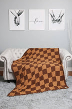 JCL4316 Super Lux Checkered Throw Blanket: Beige