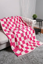 JCL4316 Super Lux Checkered Throw Blanket: Beige