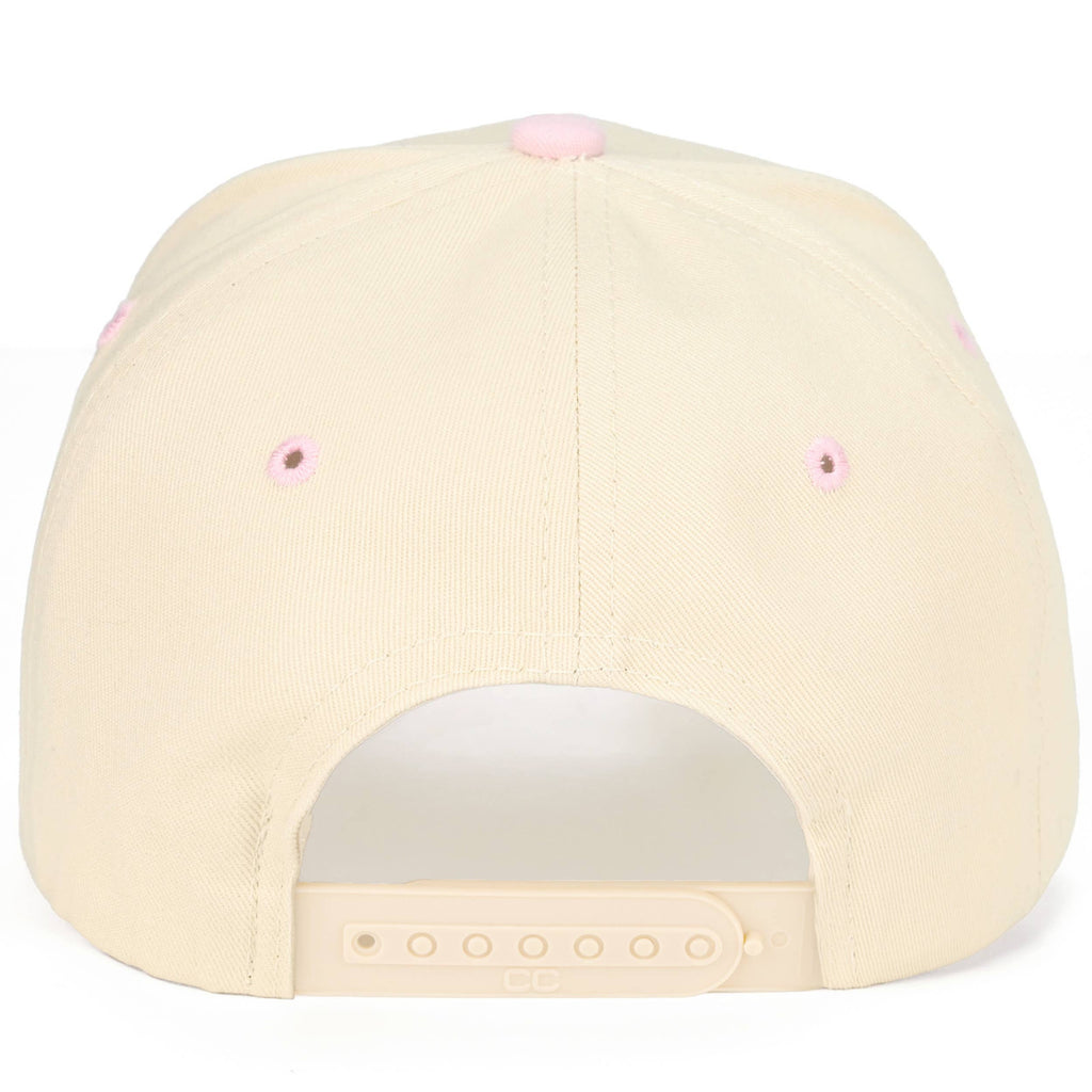 C.C Star Pattern on Brim Two Tone Trucker Hat: Light Pink