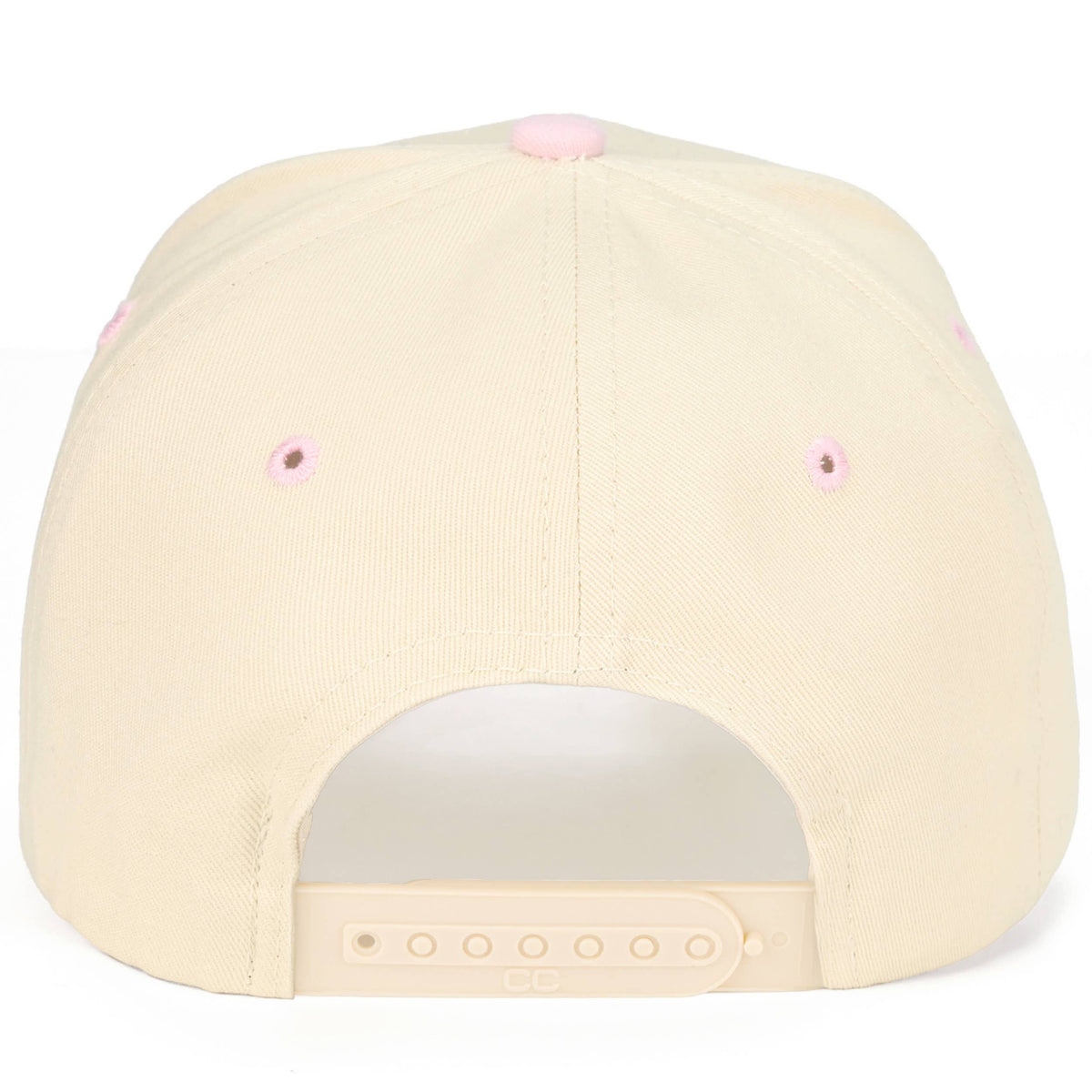 C.C Star Pattern on Brim Two Tone Trucker Hat: Light Pink