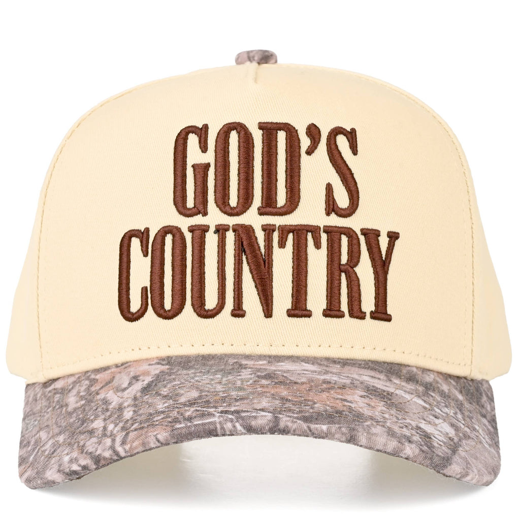 C.C GOD'S COUNTRY Letter on Two Tone Trucker Hat: Red