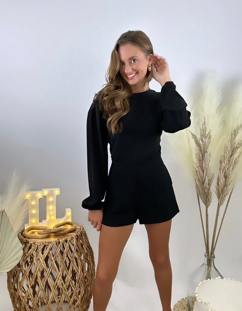 Long Sleeve Romper with Sash