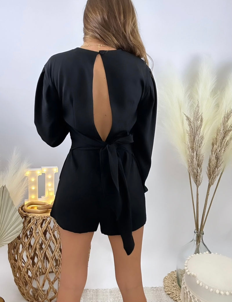 Long Sleeve Romper with Sash