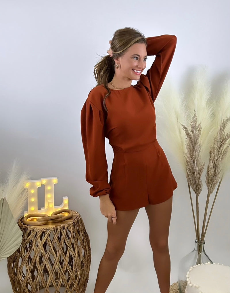 Long Sleeve Romper with Sash