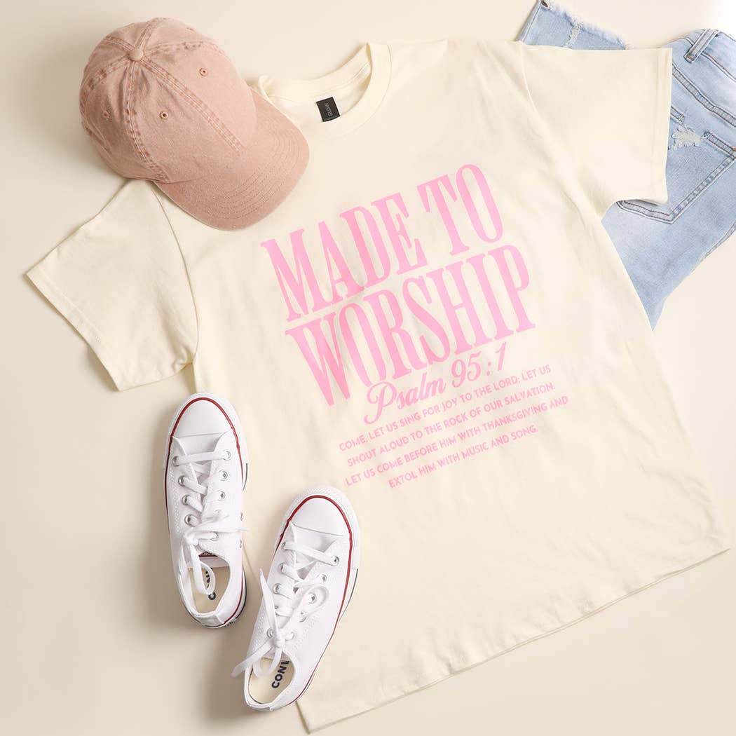 MADE TO WORSHIP Psalm 95:1 Heavy Cotton T-Shirt: OFF WHITE