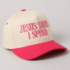 JESUS SAVES I SPEND Embroidery Trucker Hat: SAGE / ONE SIZE