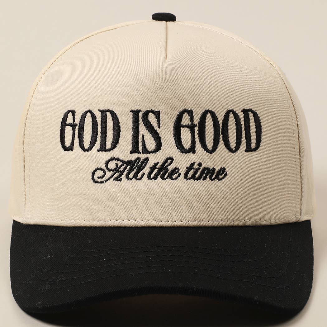 God Is Good All The Time Embroidery Trucker Hat: Black / ONE SIZE