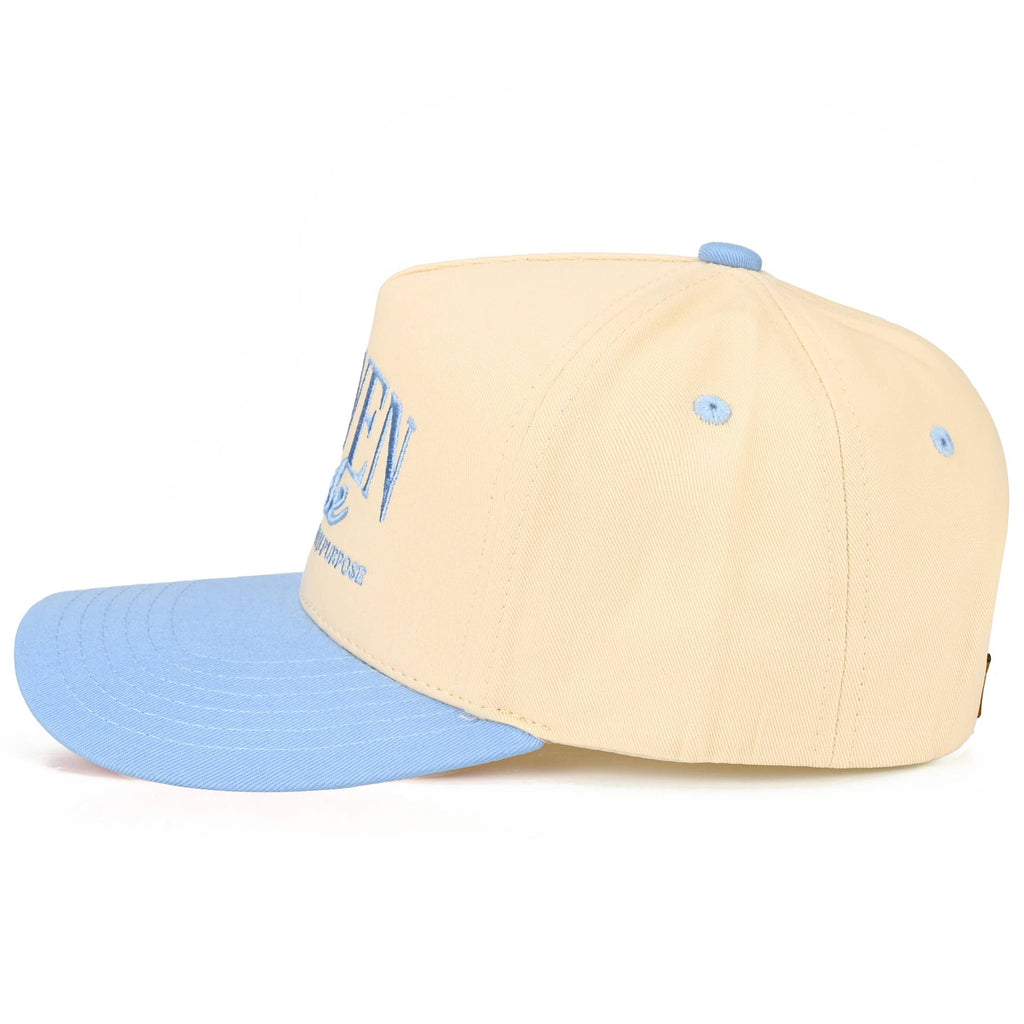 C.C HEAVEN MADE Letter Embroidered Trucker Hat: Sky Blue