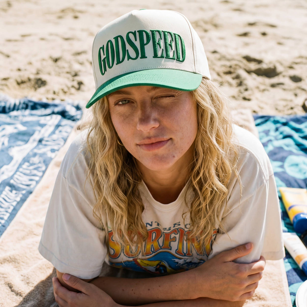 C.C GODSPEED Letter Embroidery Trucker Cap: Green