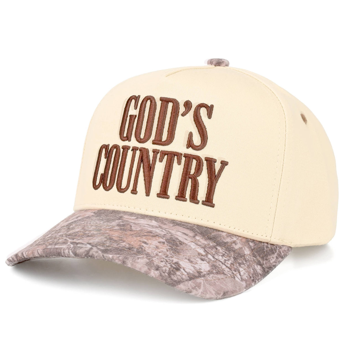 C.C GOD'S COUNTRY Letter on Two Tone Trucker Hat: Red
