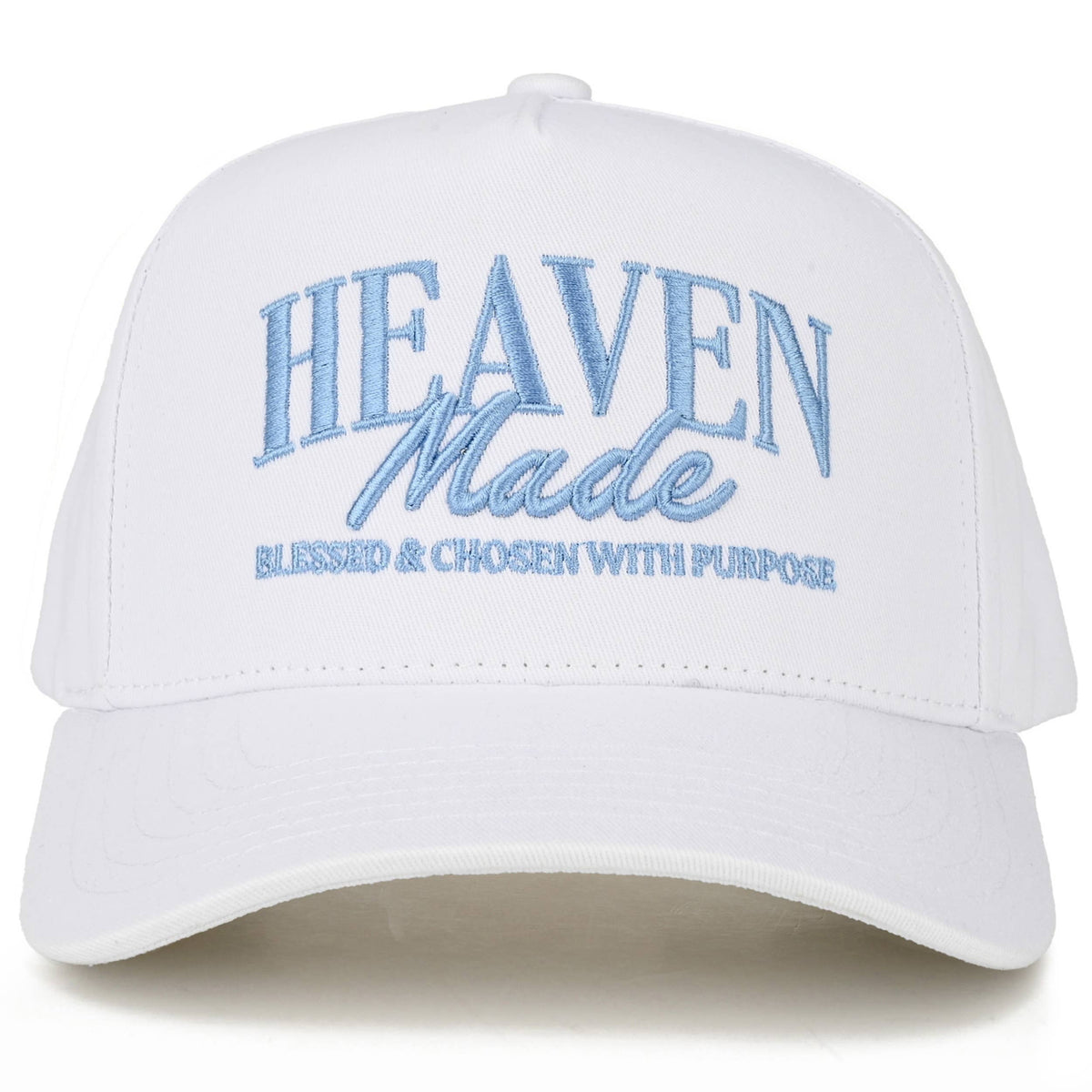 C.C HEAVEN MADE Letter Embroidered Trucker Hat: Sky Blue