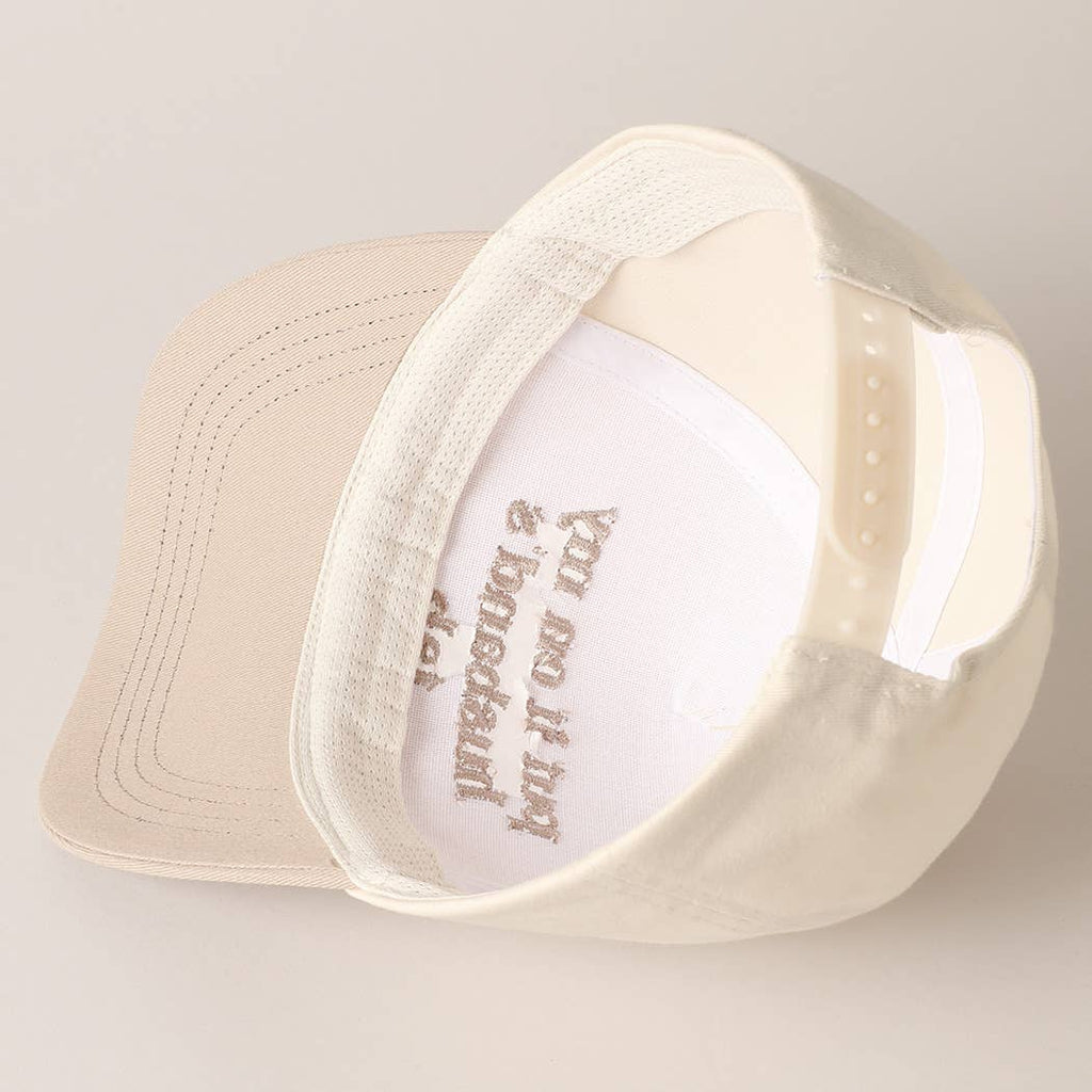 Put it on my husband's tab Embroidery Canvas Cap: Beige / ONE SIZE
