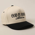 God Is Good All The Time Embroidery Trucker Hat: Black / ONE SIZE
