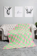 JCL4316 Super Lux Checkered Throw Blanket: Beige