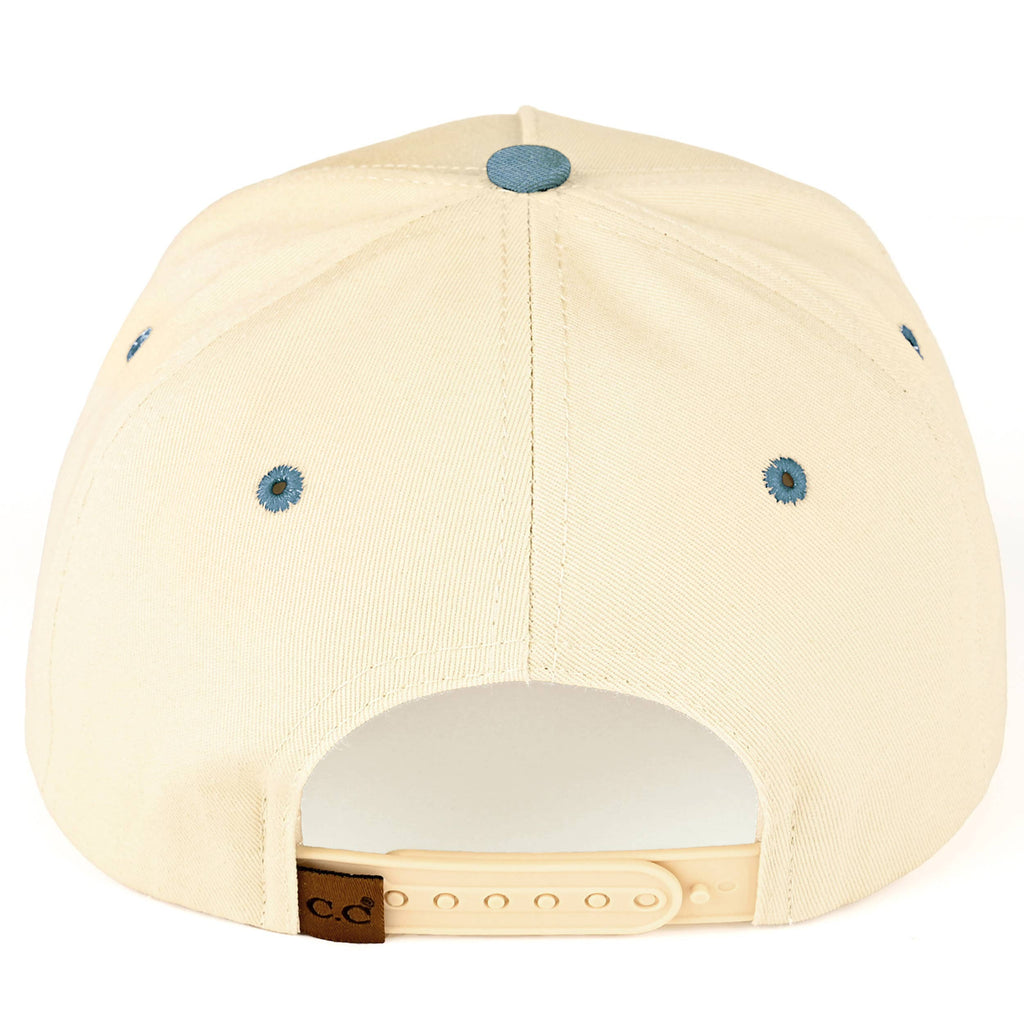 C.C BLESSED Letter Embroidered Two Tone Trucker Cap: Denim