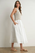 Striped Sleeveless Maxi Dress with Pockets - BMD7594: IVORY / IVORY