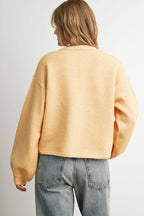 V-Neck Cuff Button-Up Long Sleeve Top - BMC7802: MARIGOLD