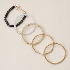 Faith & Cross & Pearl Stretch Bracelet Stack Set