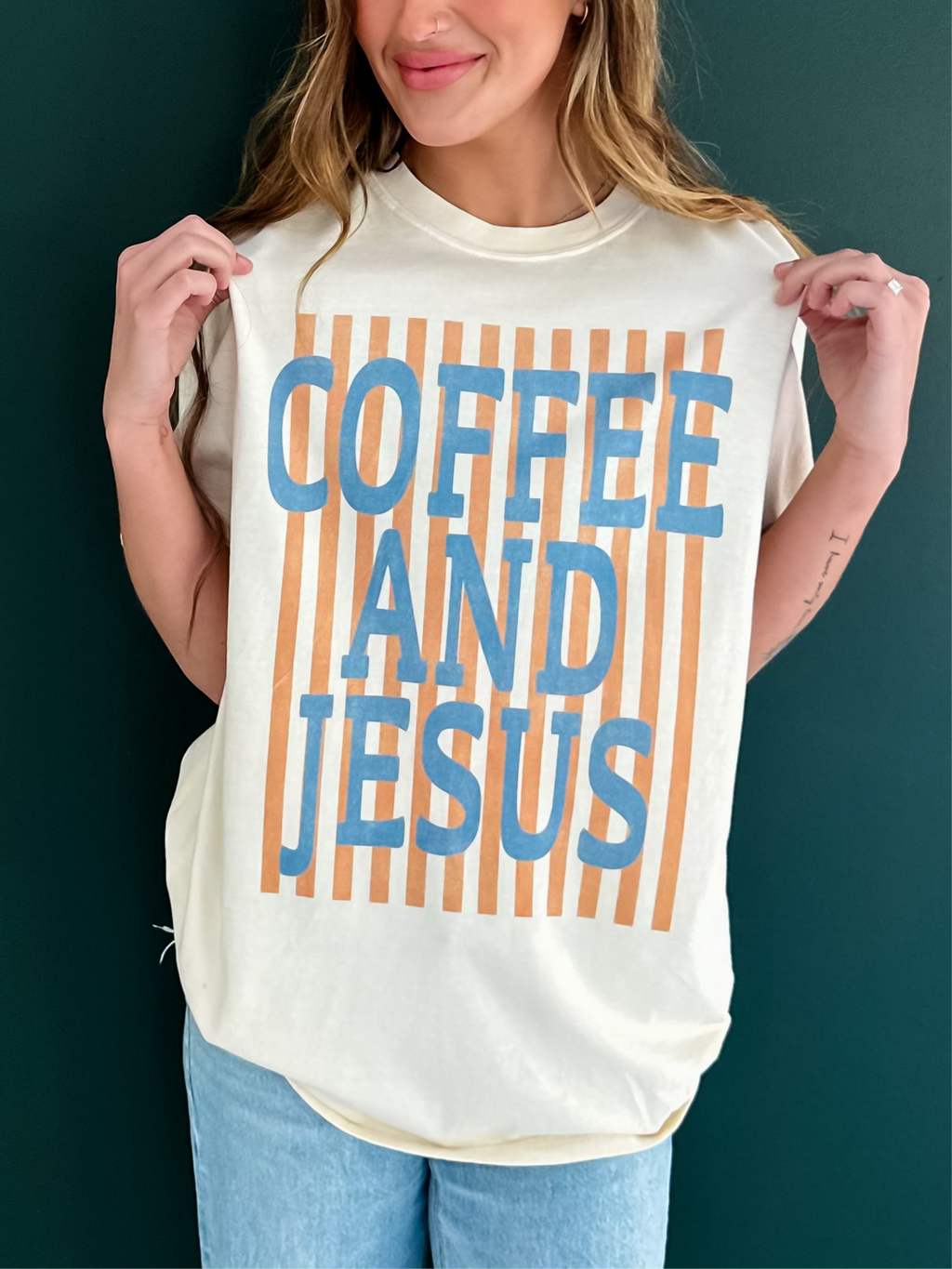 Coffee and Jesus Tee: Ivory