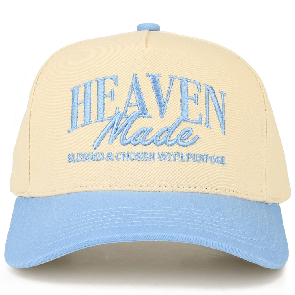 C.C HEAVEN MADE Letter Embroidered Trucker Hat: Sky Blue