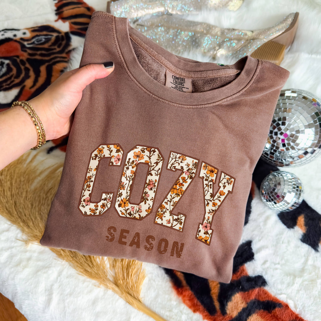 Fall Cozy Season Thanksgiving Comfort Colors Sweatshirt: Espresso
