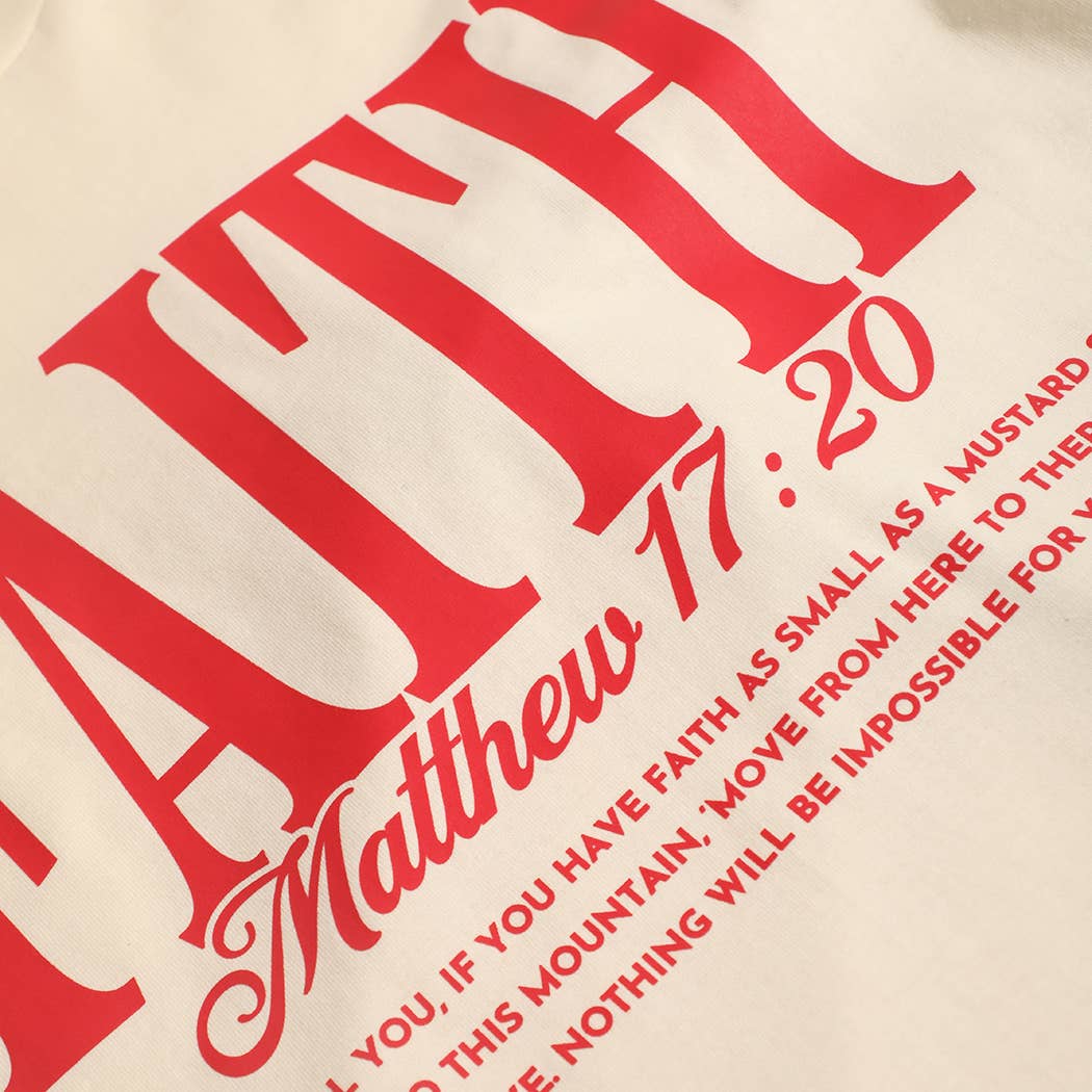 FAITH Mathew 17:20 Heavy Cotton T-Shirt: OFF WHITE