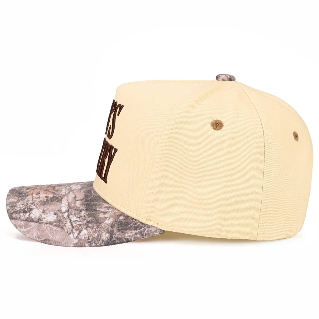 C.C GOD'S COUNTRY Letter on Two Tone Trucker Hat: Red