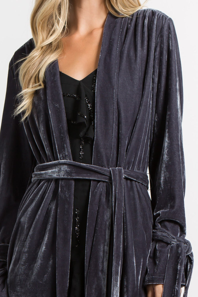 Long Velvet Kimono, Jacket - Nettie & Norie's Boutique